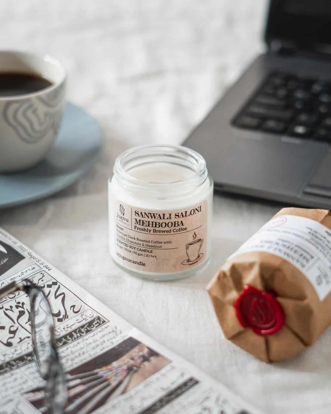 Sanwali Saloni Mehbooba (Freshly Brewed Coffee) - Scented Soy Candle-jugno