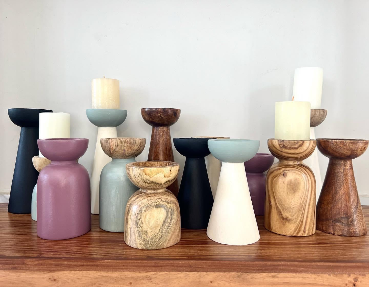 Treek Candle Holders-Golden Oak