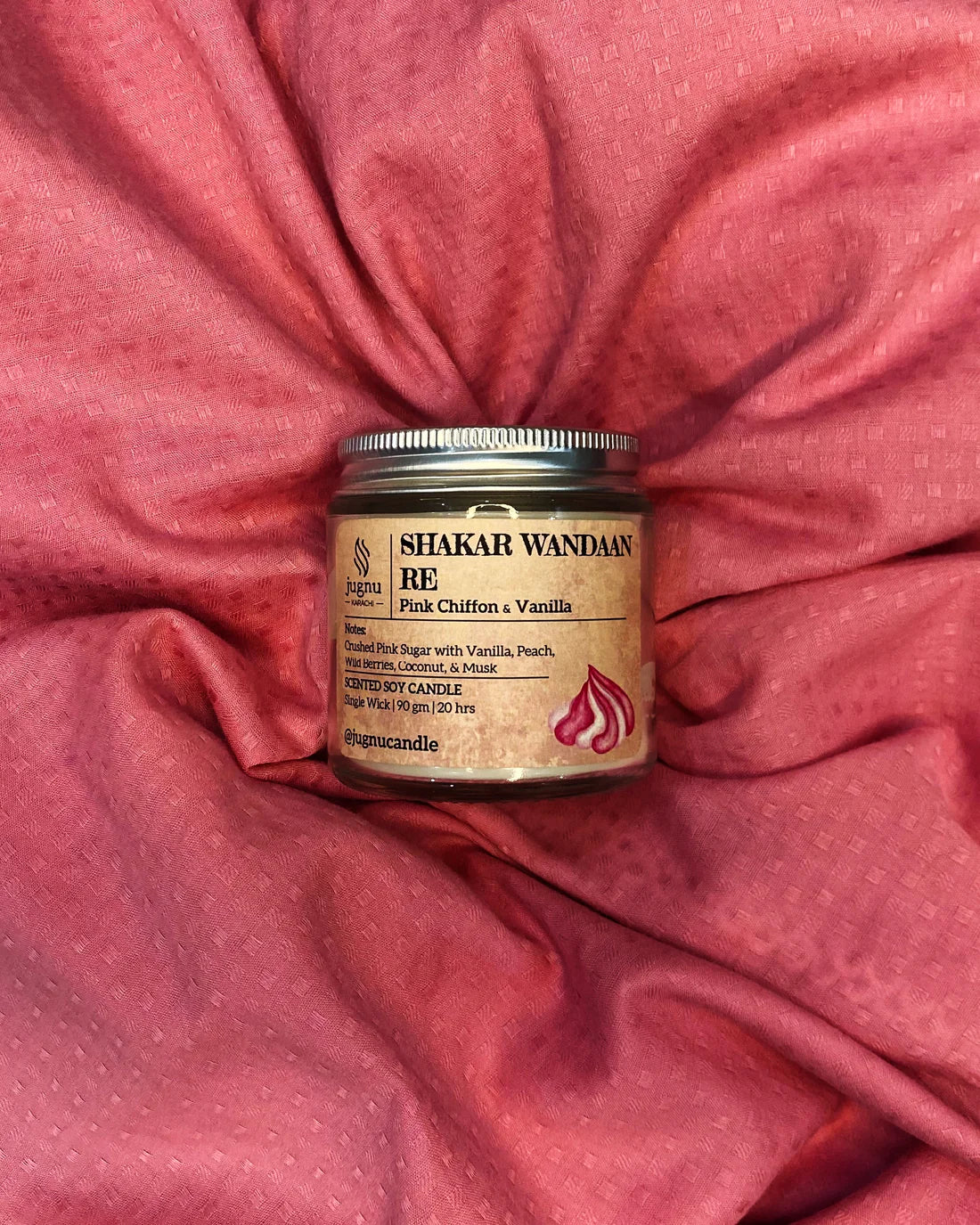 Shakar Wandan Re (Pink Chiffon & Vanilla) - Scented Soy Candle- jugno