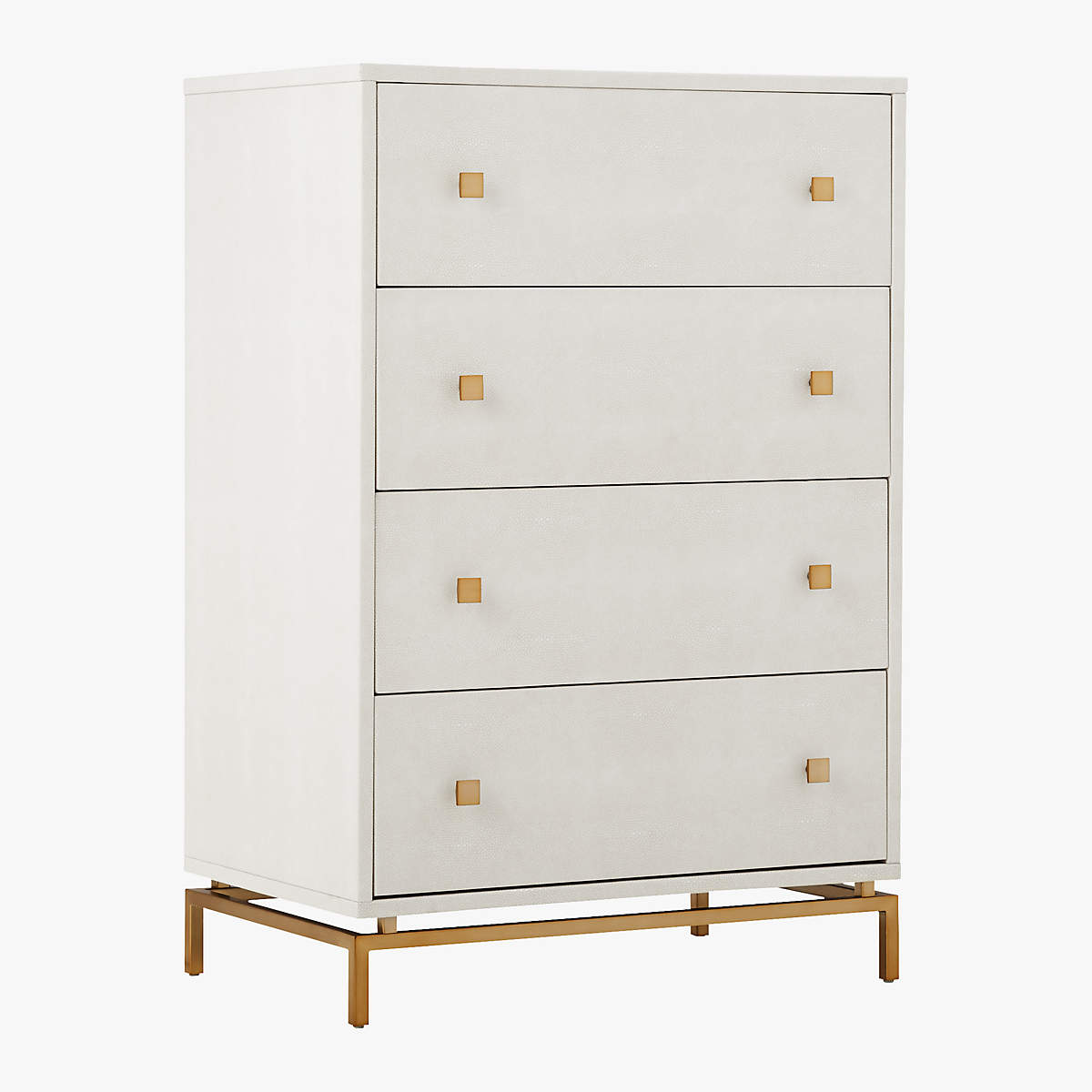 Ivory Shagreen Embossed Tall Chest