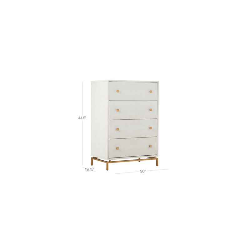 Ivory Shagreen Embossed Tall Chest