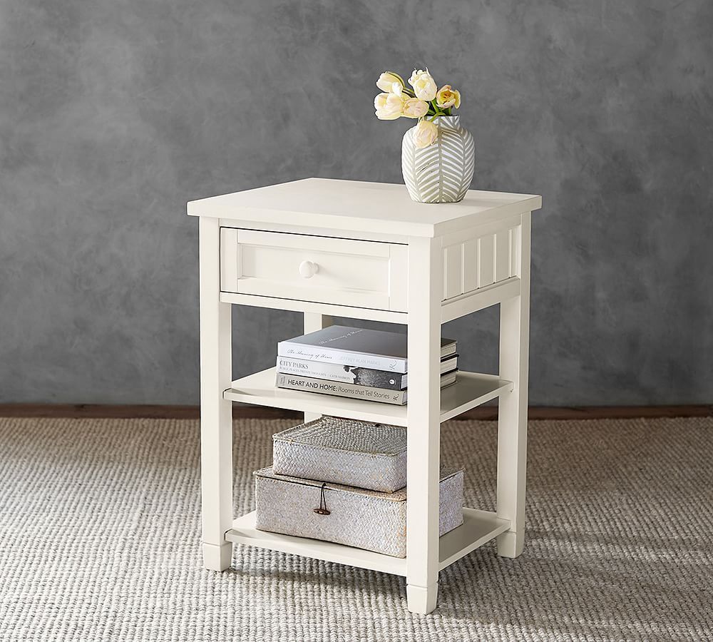 Classic White Beadboard Nightstand(Set of 2)