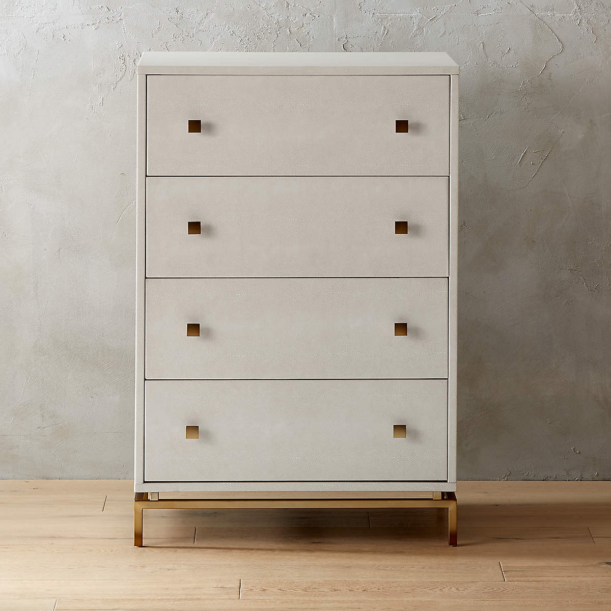 Ivory Shagreen Embossed Tall Chest