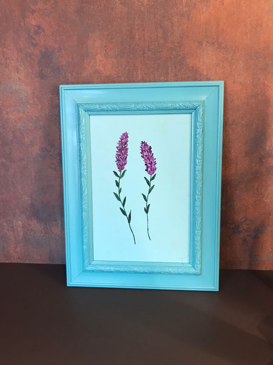 Lavender on teal (Floral Series)- Picturesque by Rabia Nasir