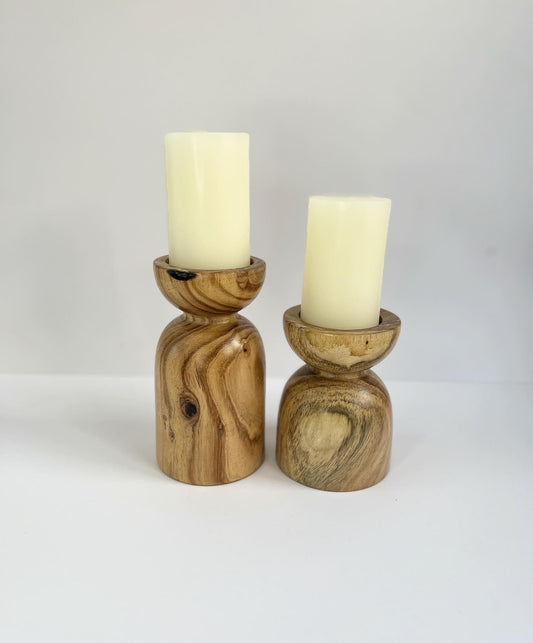 Treek Candle Holders-Golden Oak